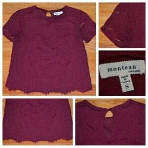 Women’s Monteau lace overlay accent blouse, size S